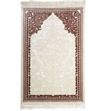 Plush Velvet Islamic Prayer Rug Janamaz Sajadah Solid Sina - Simple Rose Pink