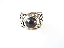 VINTAGE STERLING SILVER ISLAMIC NEAR EAST RING WITH LARGE CABOCHON GARNET SIZE 8