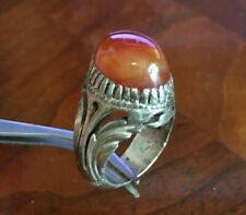 Red AQEEQ Silver Sterling Islamic Ring, dome shape . SUFI Men Ring