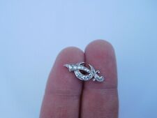 1900 Deco Shriners Islamic Scimitar Sword Crescent Diamonds Platinum Lapel Pin !