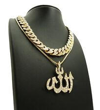 Hip Hop Iced Cuban Choker Chain & Muslim Allah Pendant w/ box chain necklace