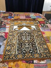 Vtg Muslim Prayer Rug Islamic Travel Prayer Mat Wall Hanging Art 43 x 25