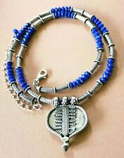 Vintage Museum Style Islamic Moorish Motif Lapis Sterling Adjust Necklace 