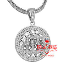 Allah God Muslim Pendent 14K White Gold Finish Lab Diamond Charm + Franco Chain