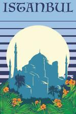 Istanbul Hagia Sophia Blue Retro Travel Cubicle Locker Mini Art Poster 8x12