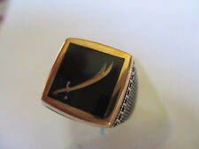 Gorgeous Style Islamic ring for men Silver & Bronze Black square shape size 11