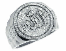 4.00 Ct Diamond Islamic Allah Pinky Engagement Ring Men's 14K White Gold Over